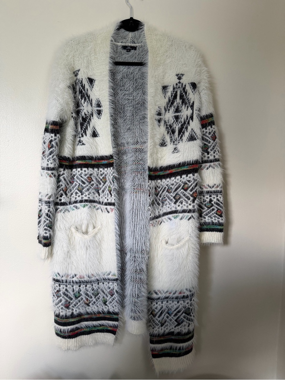My Michelle Southwestern Aztec Fuzzy Eyelash Cardigan Boho Geometric XL